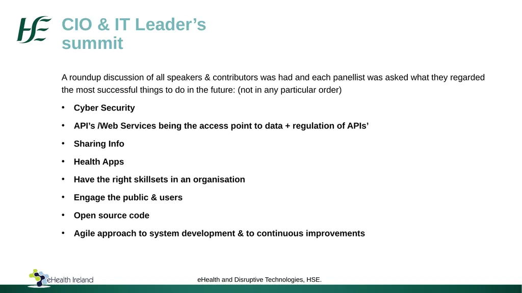 Shared Learning - CIO Leaders Summit Croke Park - slide 9 of 9