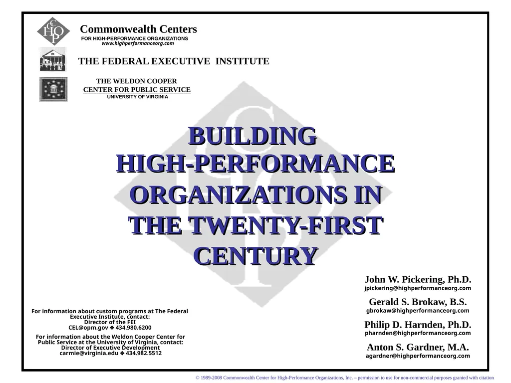 THE FEDERAL EXECUTIVE INSTITUTE Commonwealth
