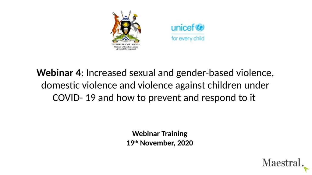 Webinar Training 19th November, 2020 Webinar 4: