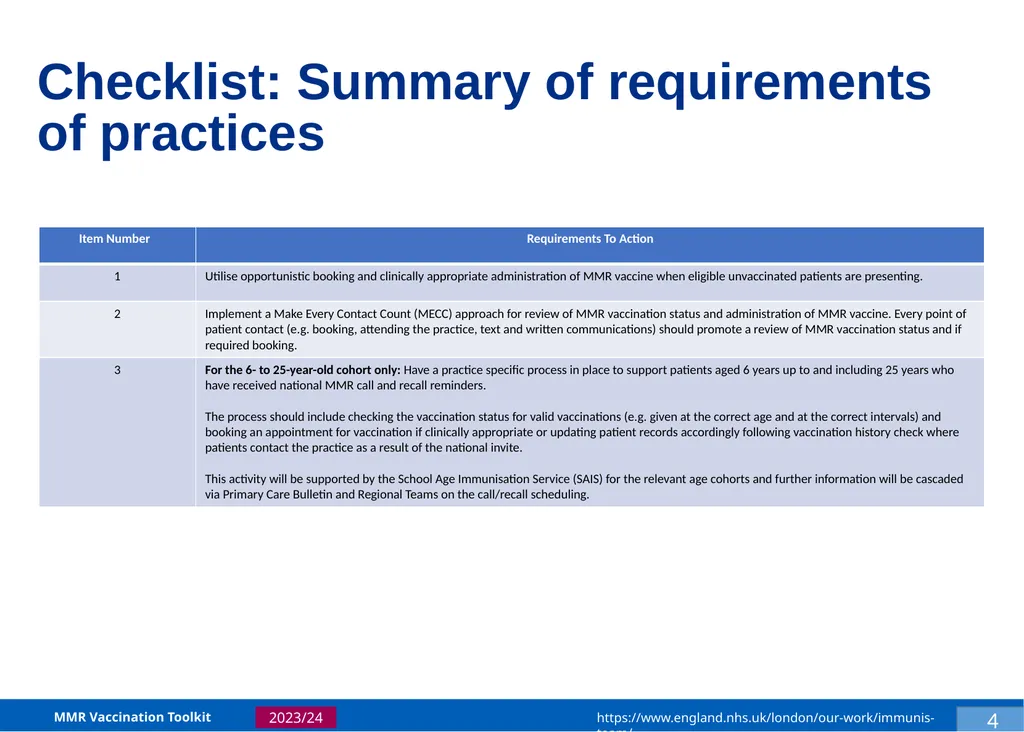 MMR Vaccination Programme Toolkit for improving - slide 7 of 35