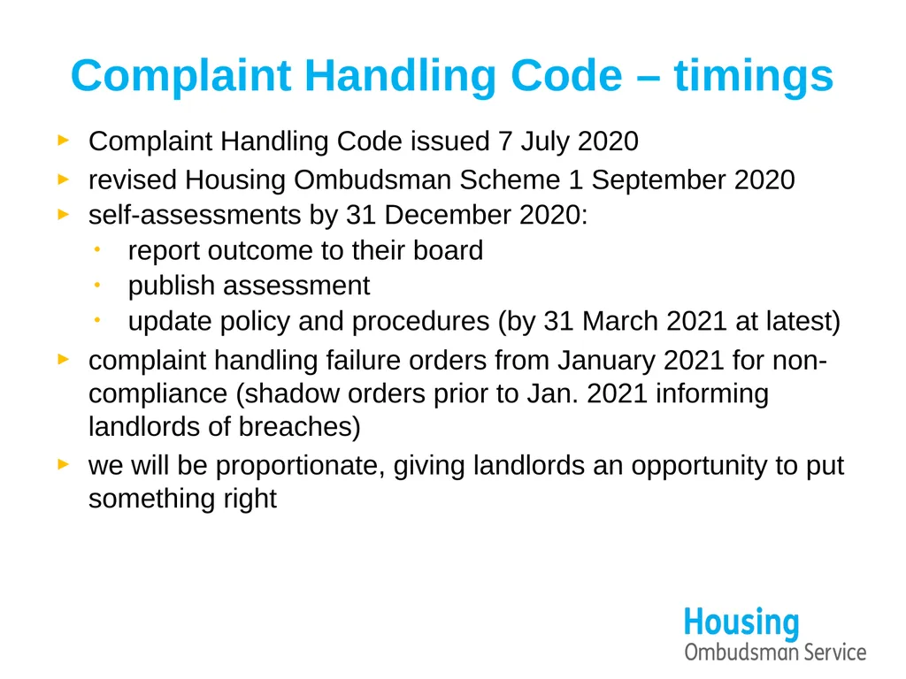 A new Complaint Handling Code for the sector - slide 12 of 14