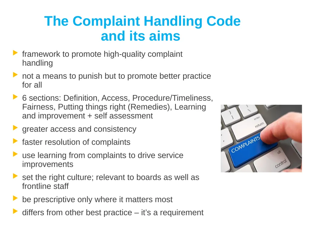 A new Complaint Handling Code for the sector - slide 5 of 14