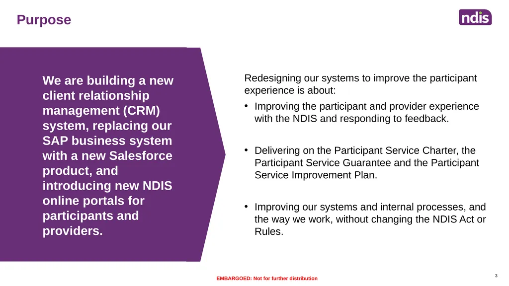 Redesigning our systems to improve the participant - slide 3 of 11