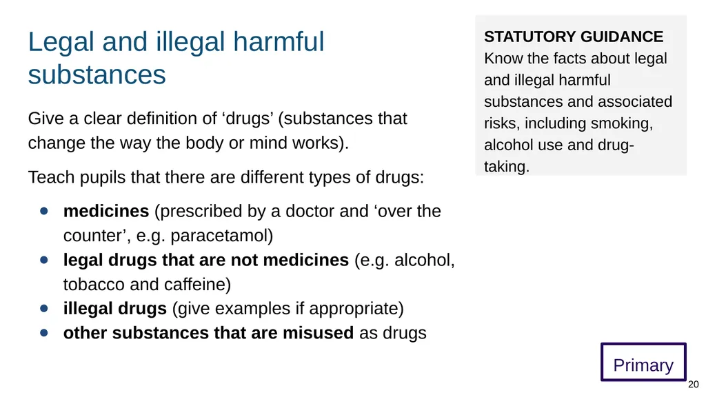 Teaching about drugs, alcohol and tobacco Part of: - slide 20 of 90