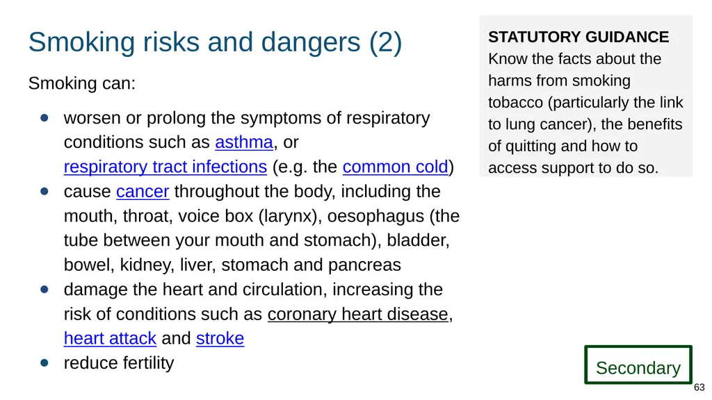 Teaching about drugs, alcohol and tobacco Part of: - slide 63 of 90