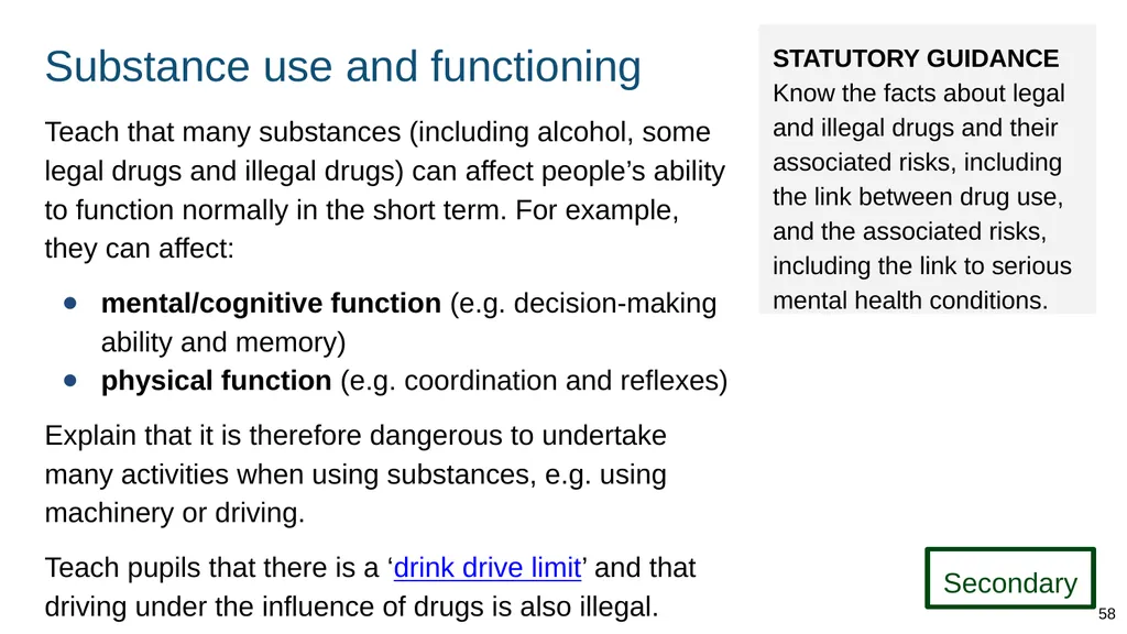 Teaching about drugs, alcohol and tobacco Part of: - slide 58 of 90