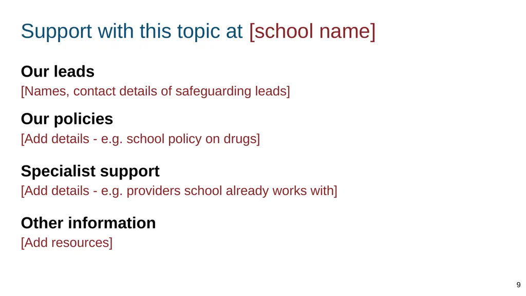 Teaching about drugs, alcohol and tobacco Part of: - slide 9 of 90