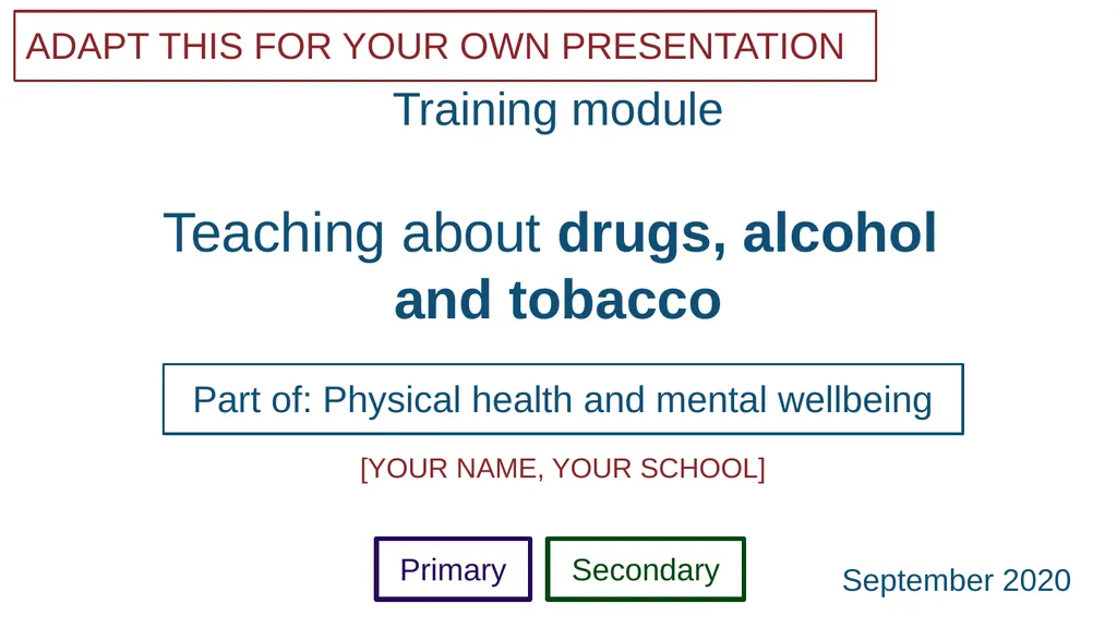 Teaching about drugs, alcohol and tobacco Part of: