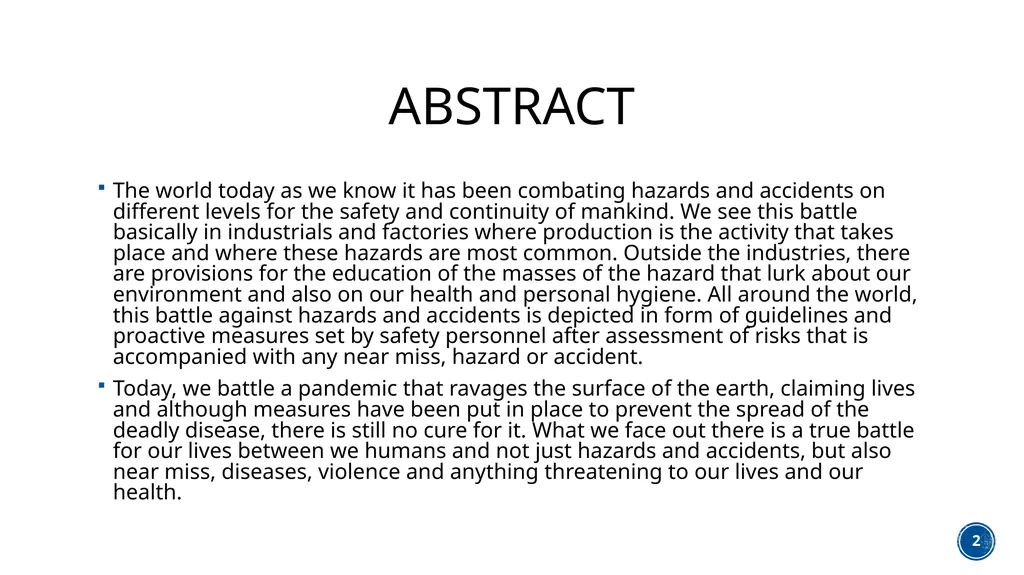 ASSESSMENT OF OCCUPATIONAL HAZARDS AND DEVELOPMENT - slide 2 of 21