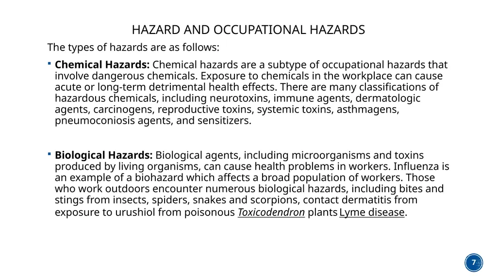 ASSESSMENT OF OCCUPATIONAL HAZARDS AND DEVELOPMENT - slide 7 of 21