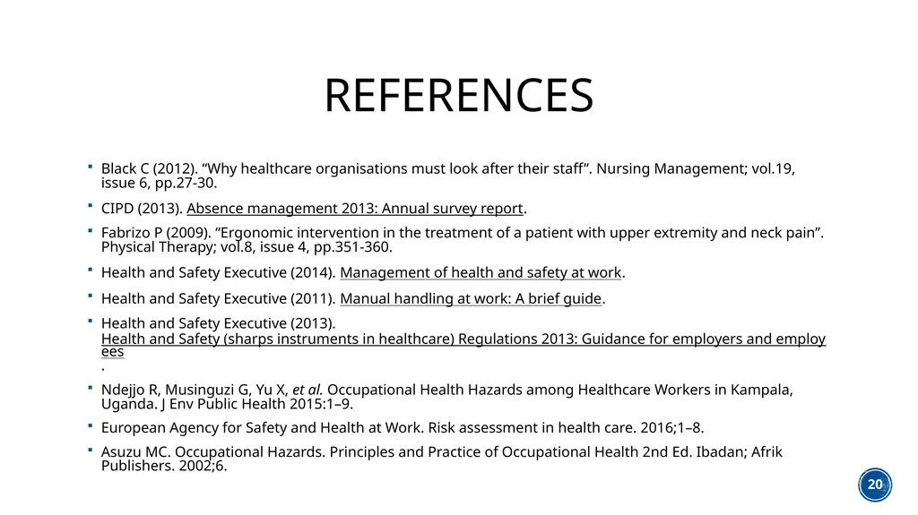ASSESSMENT OF OCCUPATIONAL HAZARDS AND DEVELOPMENT - slide 20 of 21