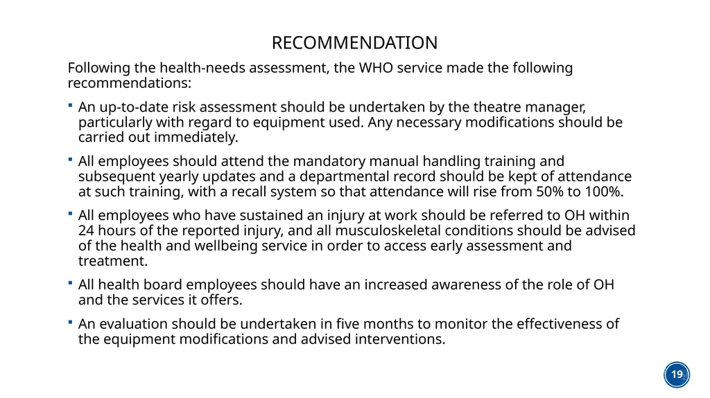 ASSESSMENT OF OCCUPATIONAL HAZARDS AND DEVELOPMENT - slide 19 of 21