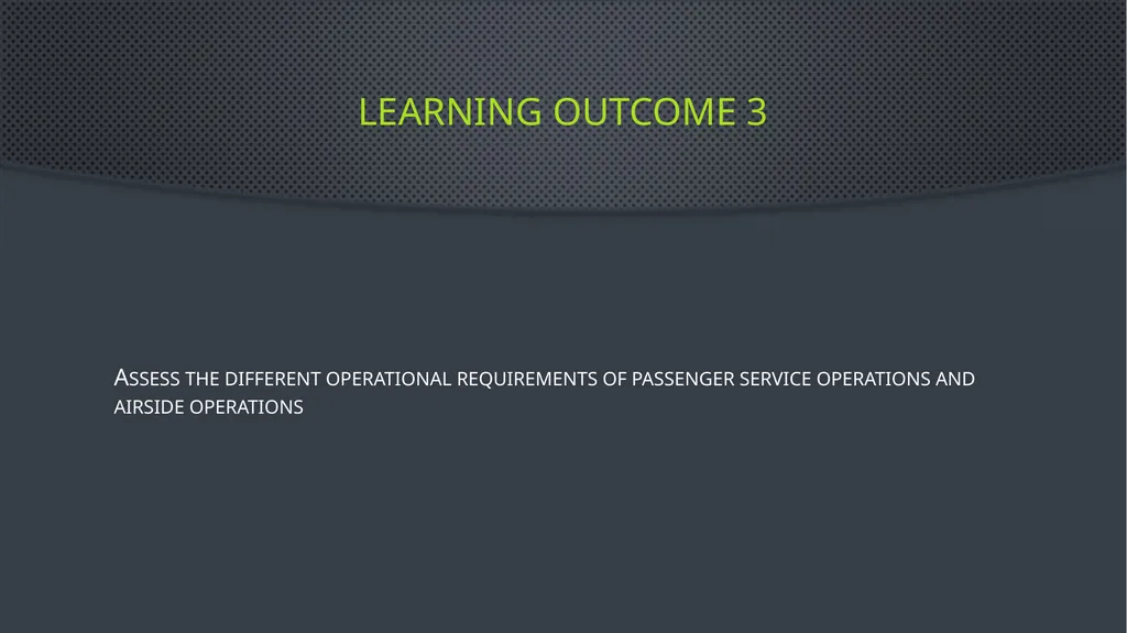 Unit 6 managing aviation services Learning outcome - slide 2 of 50
