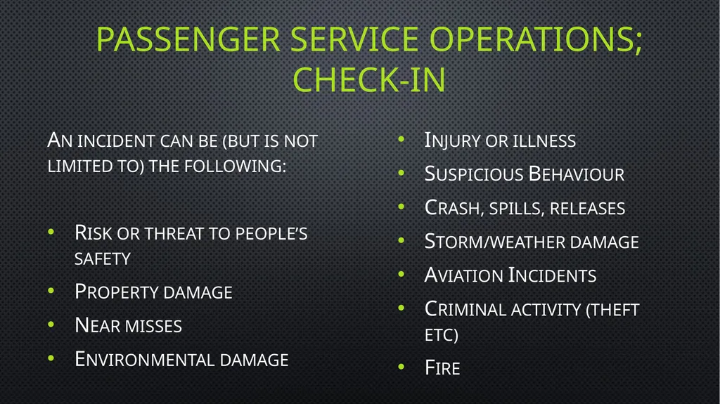 Unit 6 managing aviation services Learning outcome - slide 31 of 50