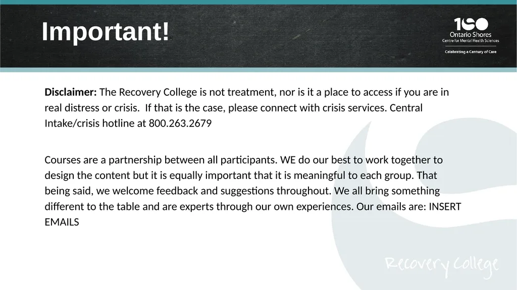 Week [#] Course Title Ontario Shores acknowledges - slide 5 of 16