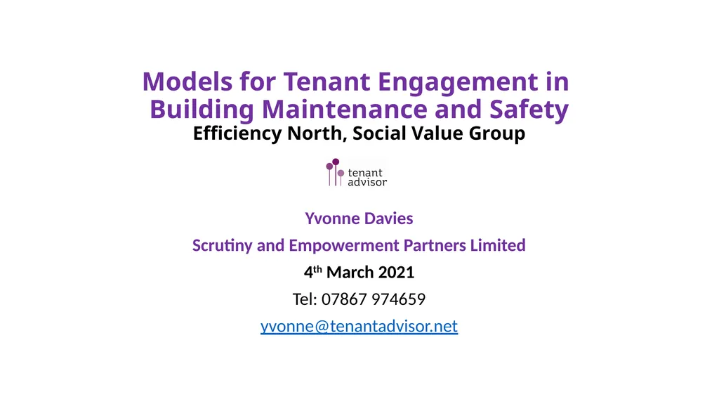 Models for Tenant Engagement in Building