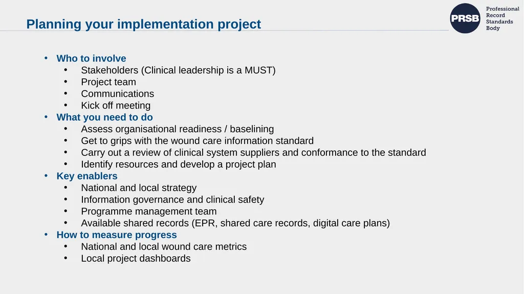 Implementing the PRSB Wound Care Record - slide 20 of 27