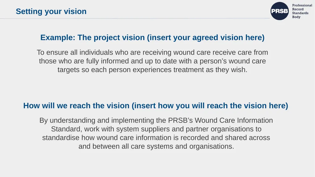 Implementing the PRSB Wound Care Record - slide 5 of 27