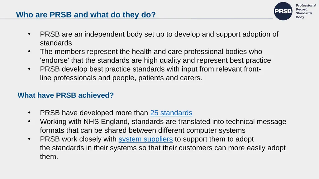 Implementing the PRSB Wound Care Record - slide 8 of 27