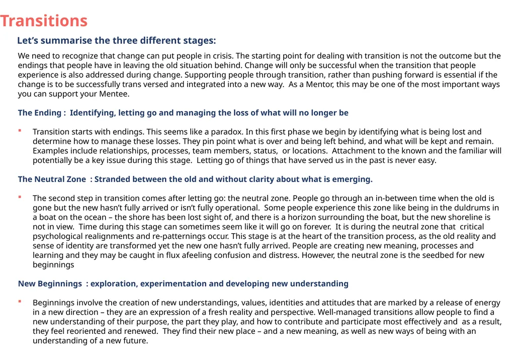 Transitions The William Bridges transition model - slide 2 of 7