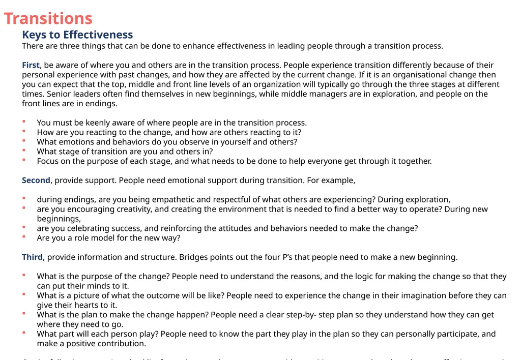 Transitions The William Bridges transition model - slide 4 of 7