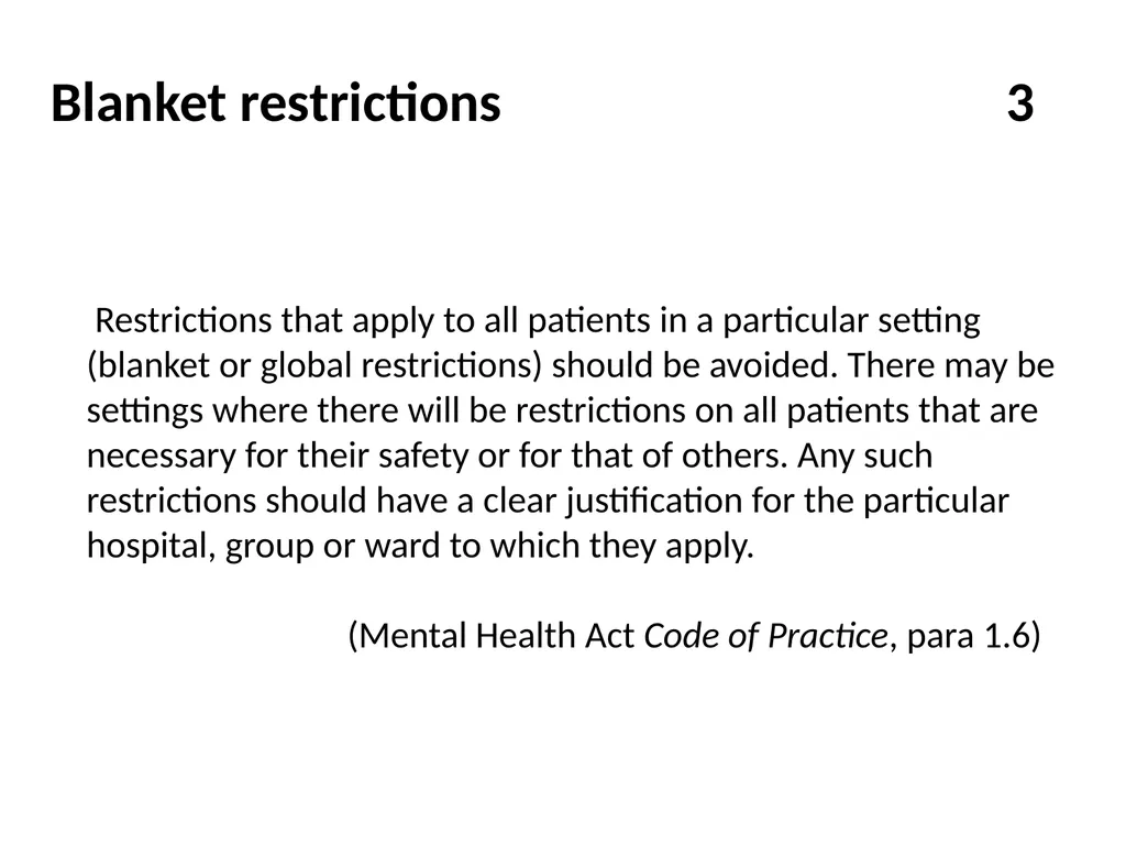 the term ‘blanket restrictions’ refers to rules or - slide 2 of 16