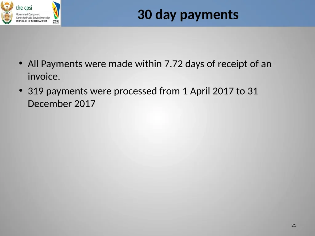 Presentation to Portfolio Committee January 2018 - slide 21 of 22