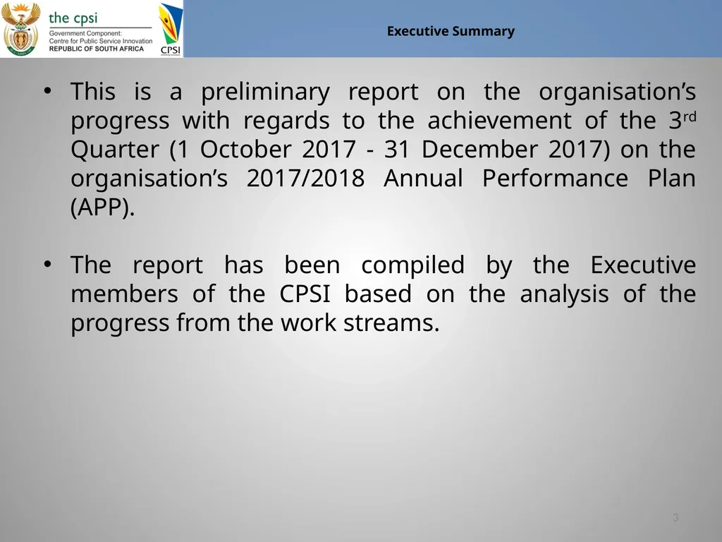 Presentation to Portfolio Committee January 2018 - slide 3 of 22