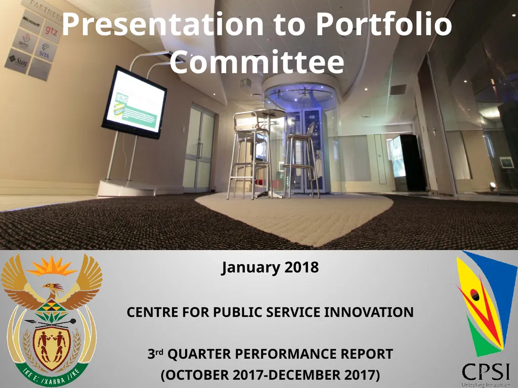 Presentation to Portfolio Committee January 2018 - slide 1 of 22