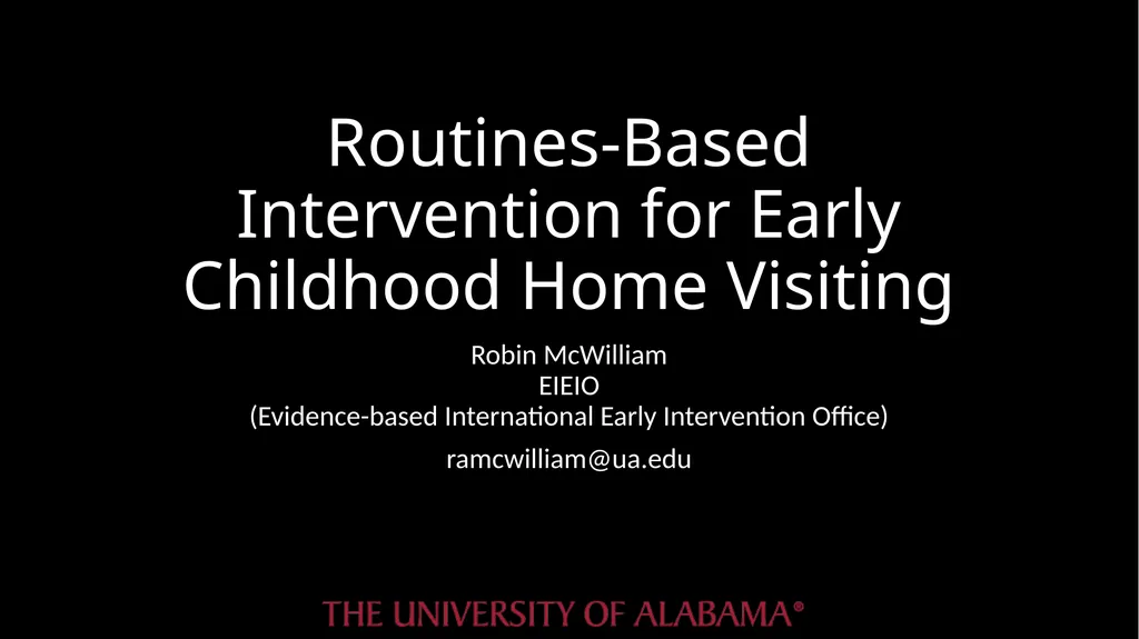 Routines-Based Intervention for Early Childhood