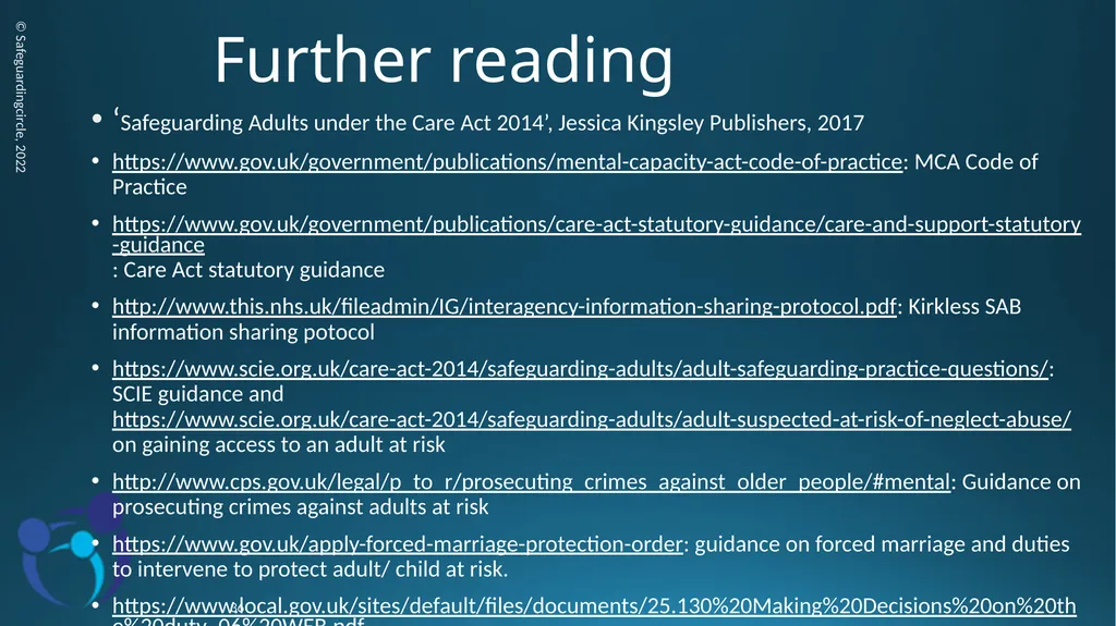 Developing your skills in Adult Safeguarding - slide 36 of 37