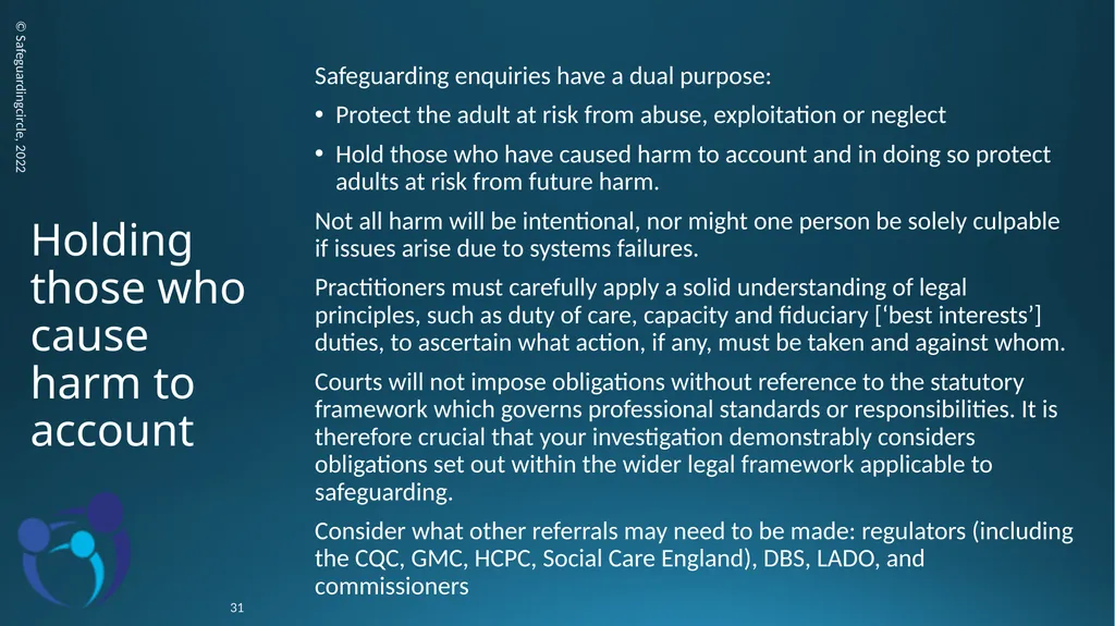 Developing your skills in Adult Safeguarding - slide 31 of 37