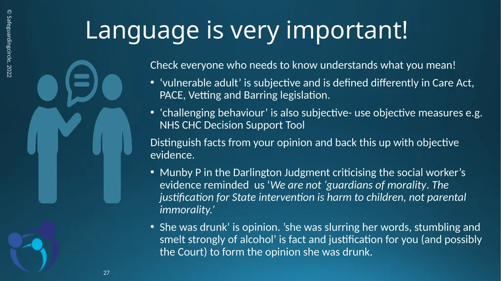 Developing your skills in Adult Safeguarding - slide 27 of 37