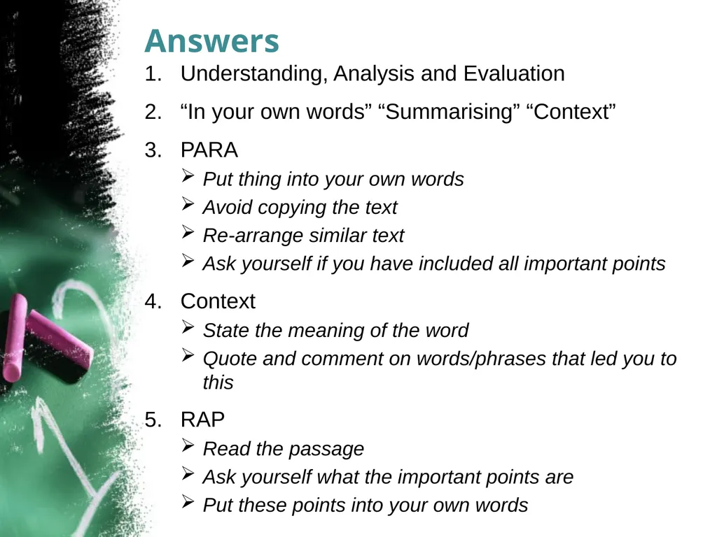 Reading for Understanding, Analysis and Evaluation - slide 54 of 119