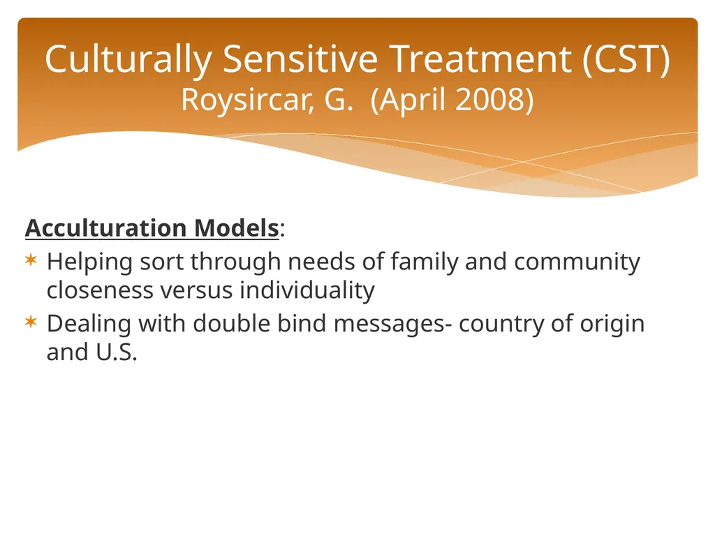 Conceptualizing Cultural Variables in Treatment - slide 98 of 212