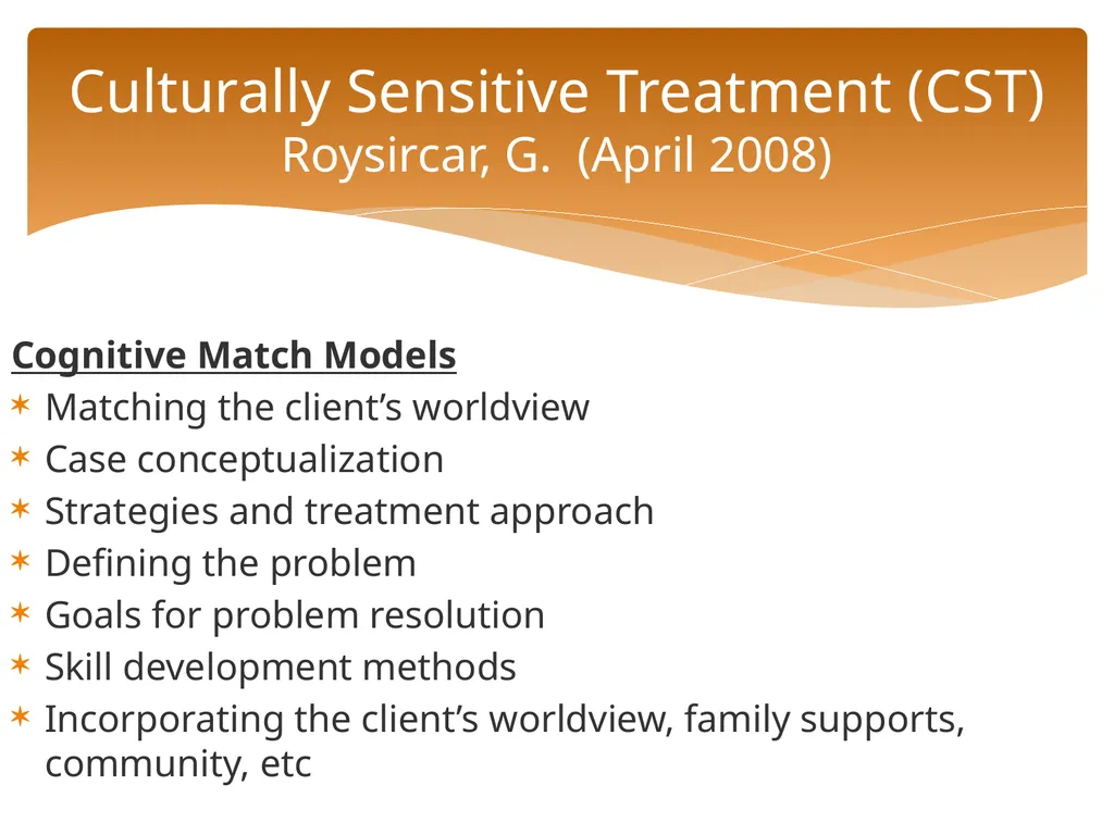 Conceptualizing Cultural Variables in Treatment - slide 96 of 212