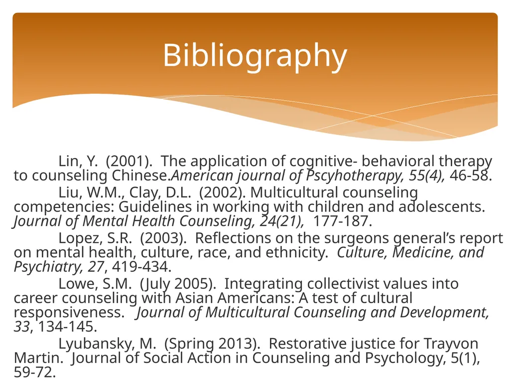 Conceptualizing Cultural Variables in Treatment - slide 201 of 212