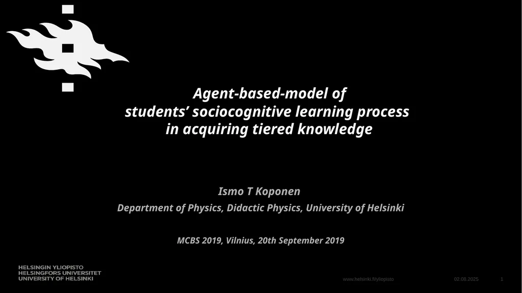 Agent-based-model of students’ sociocognitive - slide 1 of 16