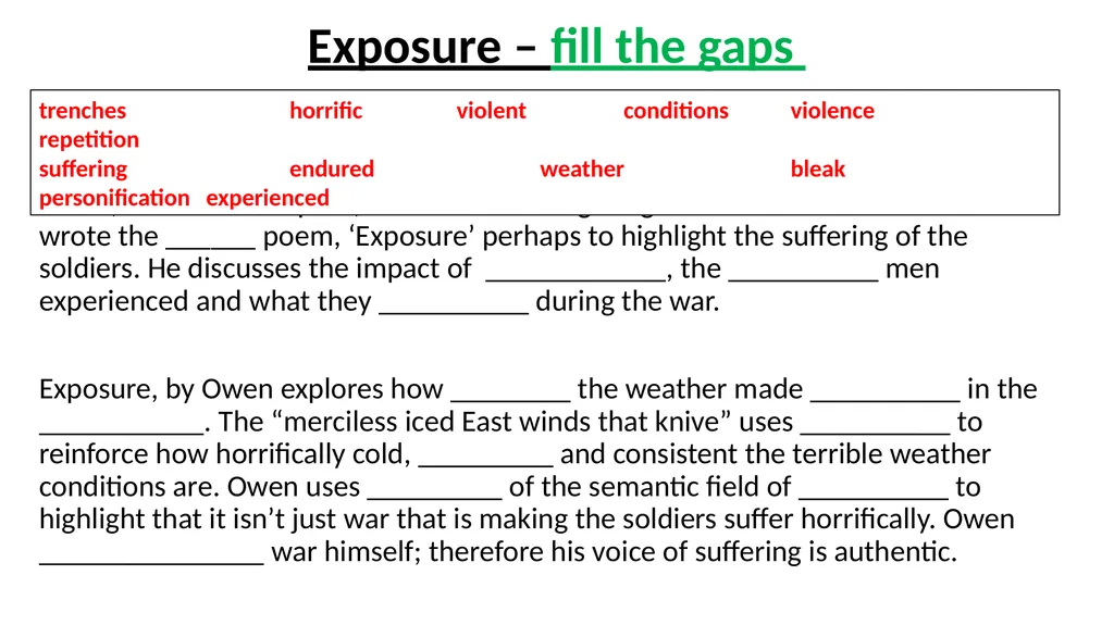The Charge of The Light Brigade – fill the gaps - slide 5 of 36