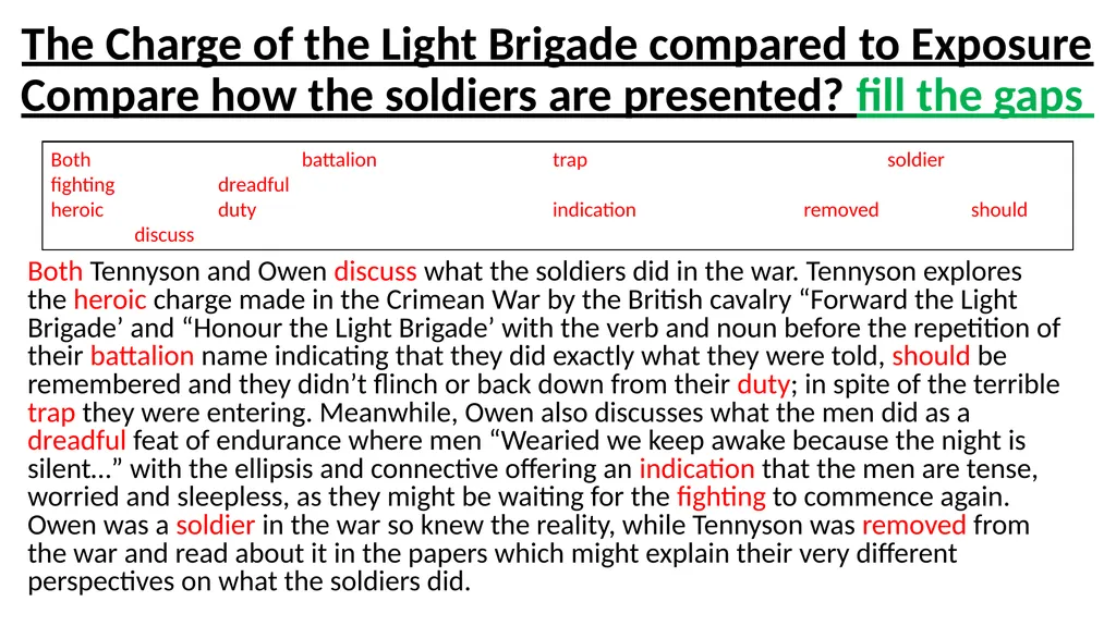 The Charge of The Light Brigade – fill the gaps - slide 10 of 36