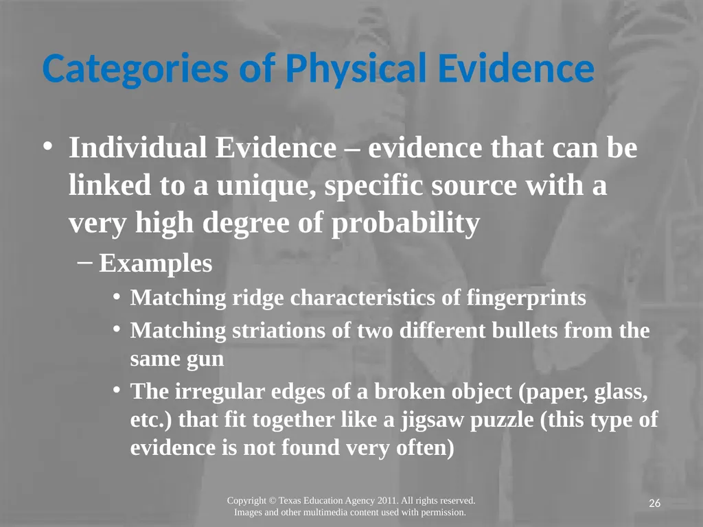 Legal Systems Forensic Science Copyright and Terms - slide 26 of 38