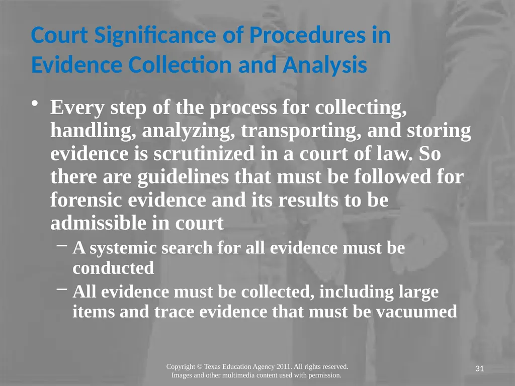 Legal Systems Forensic Science Copyright and Terms - slide 31 of 38