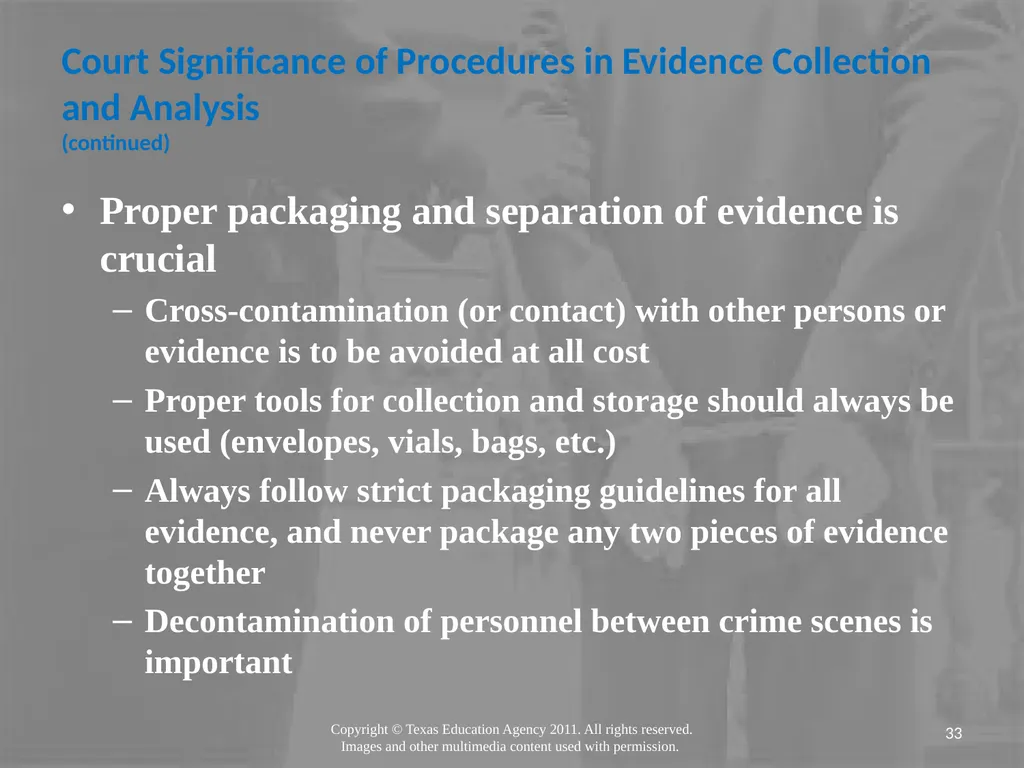 Legal Systems Forensic Science Copyright and Terms - slide 33 of 38