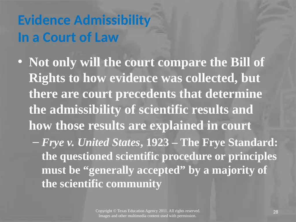 Legal Systems Forensic Science Copyright and Terms - slide 28 of 38