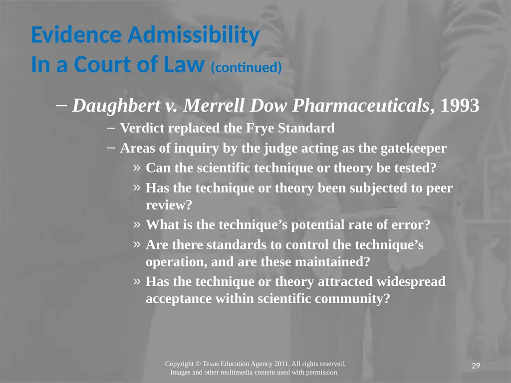 Legal Systems Forensic Science Copyright and Terms - slide 29 of 38