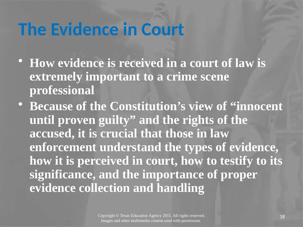 Legal Systems Forensic Science Copyright and Terms - slide 18 of 38