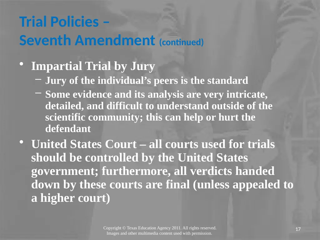 Legal Systems Forensic Science Copyright and Terms - slide 17 of 38