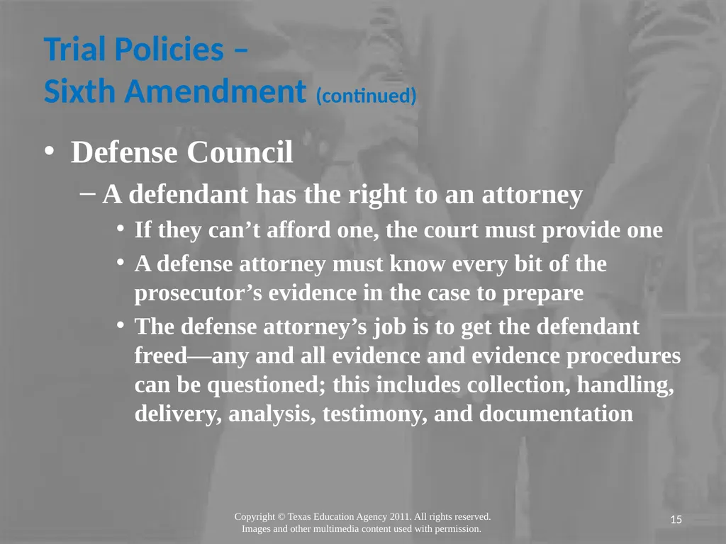 Legal Systems Forensic Science Copyright and Terms - slide 15 of 38