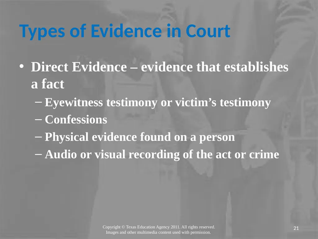 Legal Systems Forensic Science Copyright and Terms - slide 21 of 38