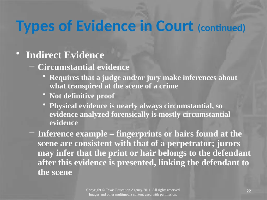 Legal Systems Forensic Science Copyright and Terms - slide 22 of 38